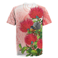 New Zealand Fantail Rugby Jersey Maori Koru With Pohutukawa Flowers - Polynesian Pride