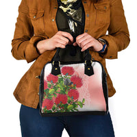 New Zealand Fantail Shoulder Handbag Maori Koru With Pohutukawa Flowers - Polynesian Pride