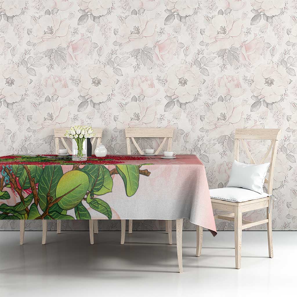 New Zealand Fantail Tablecloth Maori Koru With Pohutukawa Flowers - Polynesian Pride