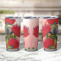 New Zealand Fantail Tumbler Cup Maori Koru With Pohutukawa Flowers - Polynesian Pride