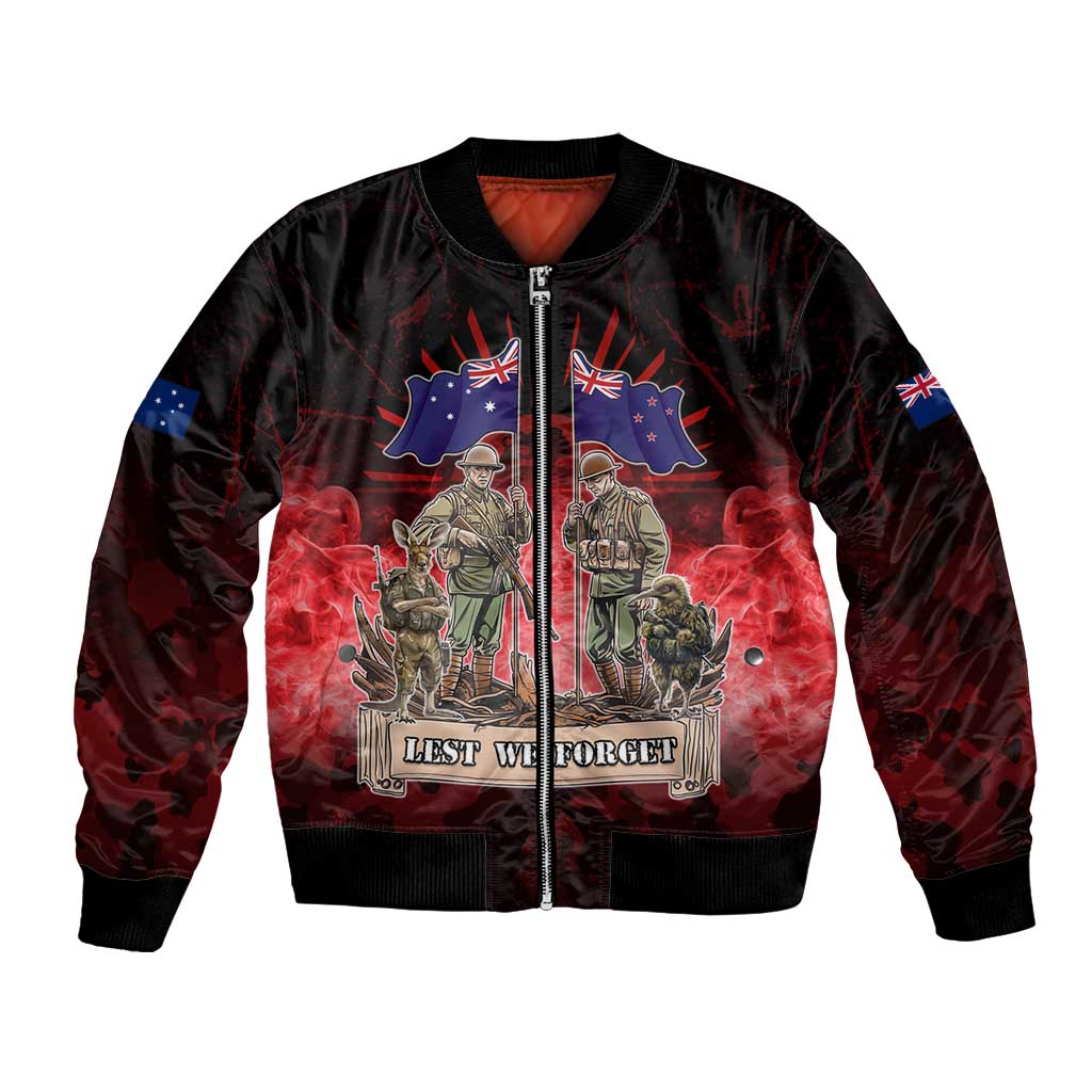 Australia And New Zealand ANZAC Day Bomber Jacket Soldiers Lest We Forget