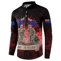 Australia And New Zealand ANZAC Day Button Sweatshirt Soldiers Lest We Forget