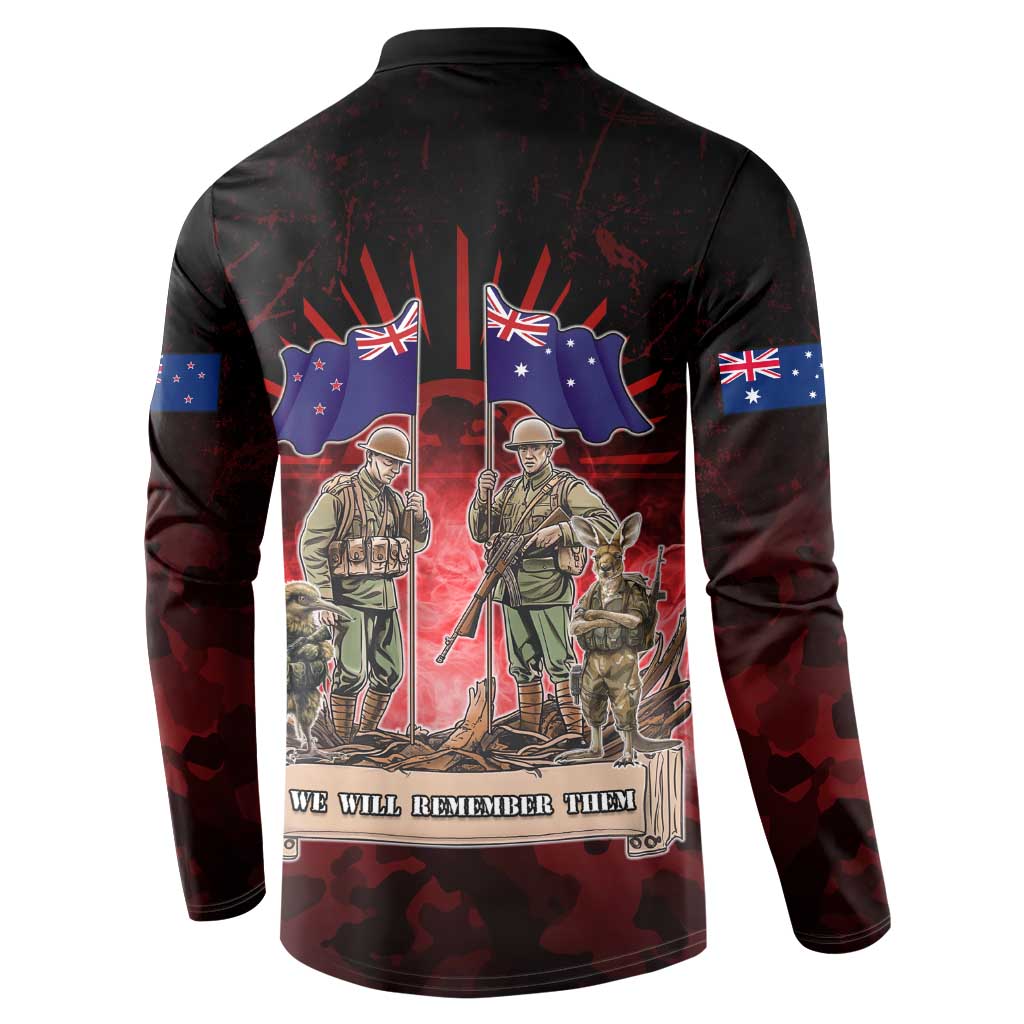 Australia And New Zealand ANZAC Day Button Sweatshirt Soldiers Lest We Forget