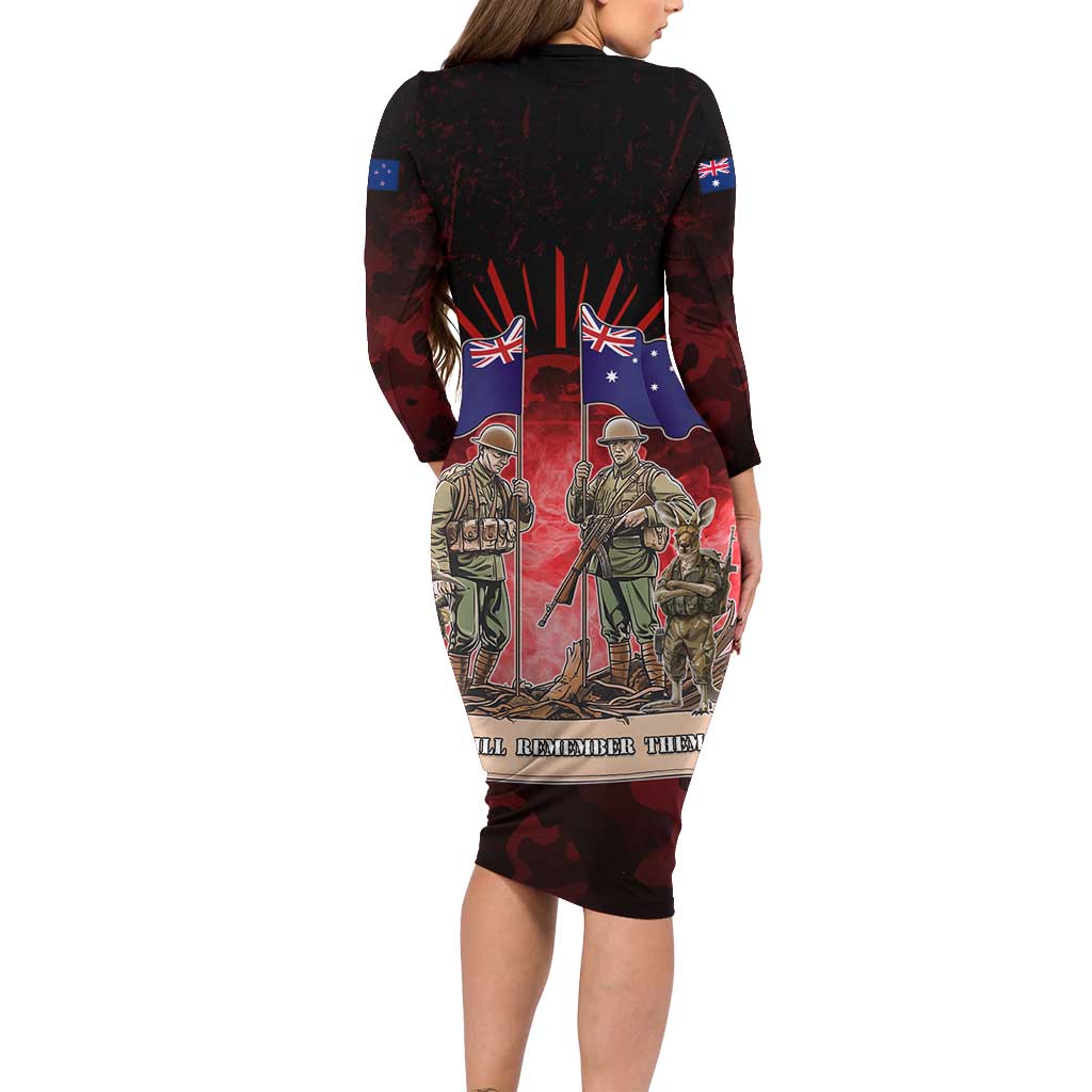 Australia And New Zealand ANZAC Day Family Matching Long Sleeve Bodycon Dress and Hawaiian Shirt Soldiers Lest We Forget