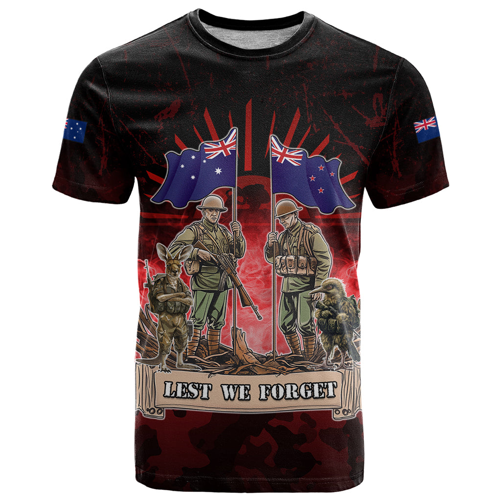 Australia And New Zealand ANZAC Day T Shirt Soldiers Lest We Forget LT05 Red - Polynesian Pride