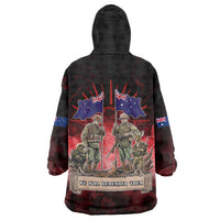 Australia And New Zealand ANZAC Day Wearable Blanket Hoodie Soldiers Lest We Forget