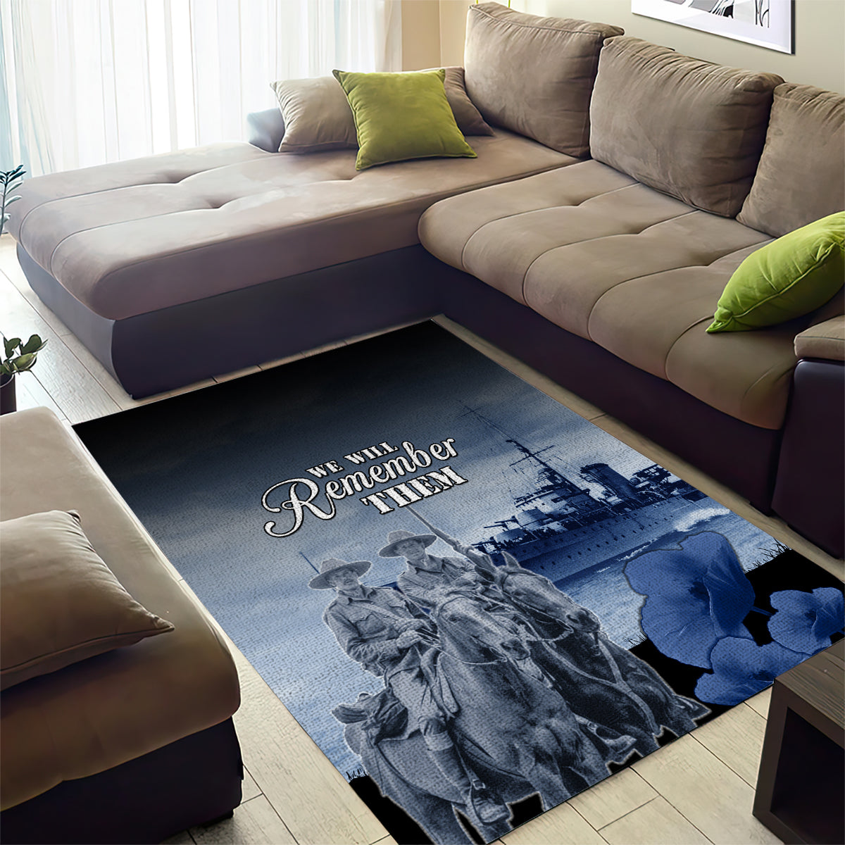 New Zealand ANZAC Day Area Rug HMNZS Achilles We Will Remember Them LT05 - Polynesian Pride