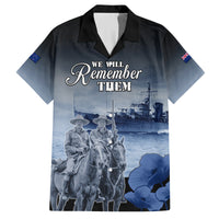 New Zealand ANZAC Day Family Matching Off Shoulder Maxi Dress and Hawaiian Shirt HMNZS Achilles We Will Remember Them LT05 Dad's Shirt - Short Sleeve Blue - Polynesian Pride