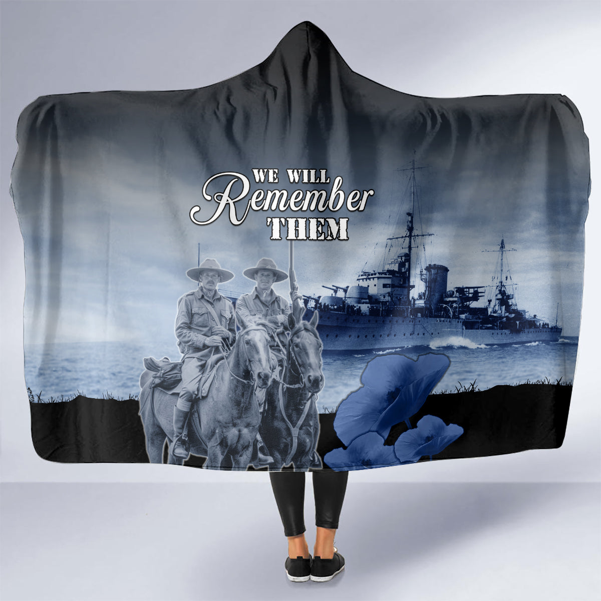 New Zealand ANZAC Day Hooded Blanket HMNZS Achilles We Will Remember Them LT05 - Polynesian Pride