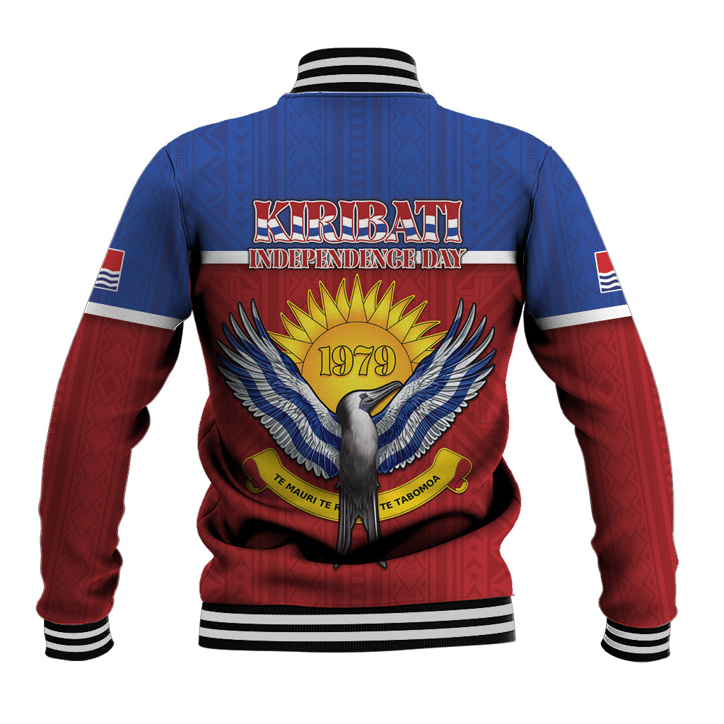 Kiribati 45th Independence Day Baseball Jacket Lesser Frigatebird Tribal Pattern