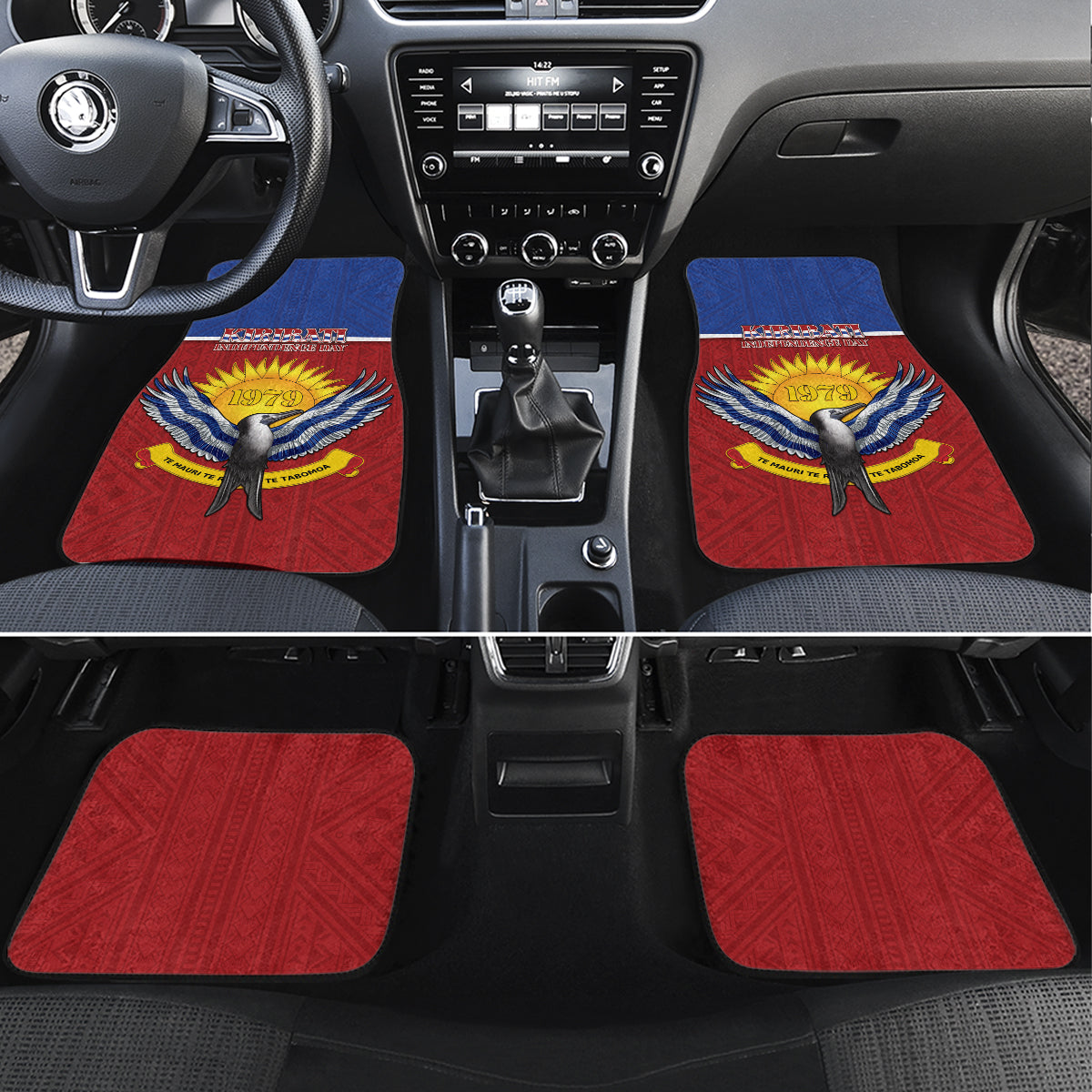 Kiribati 45th Independence Day Car Mats Lesser Frigatebird Tribal Pattern