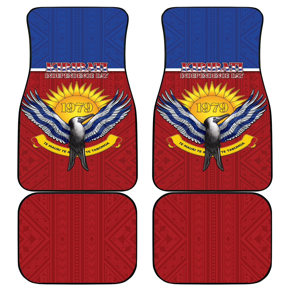 Kiribati 45th Independence Day Car Mats Lesser Frigatebird Tribal Pattern