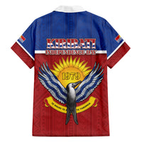 Kiribati 45th Independence Day Family Matching Off Shoulder Maxi Dress and Hawaiian Shirt Lesser Frigatebird Tribal Pattern