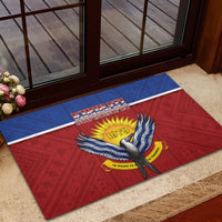 Kiribati 45th Independence Day Rubber Doormat Lesser Frigatebird Tribal Pattern