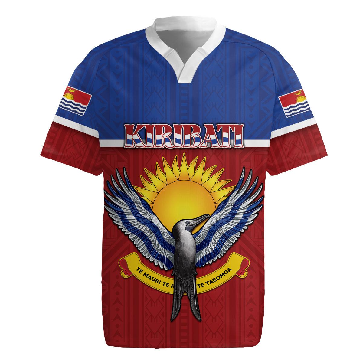 Kiribati 45th Independence Day Rugby Jersey Lesser Frigatebird Tribal Pattern