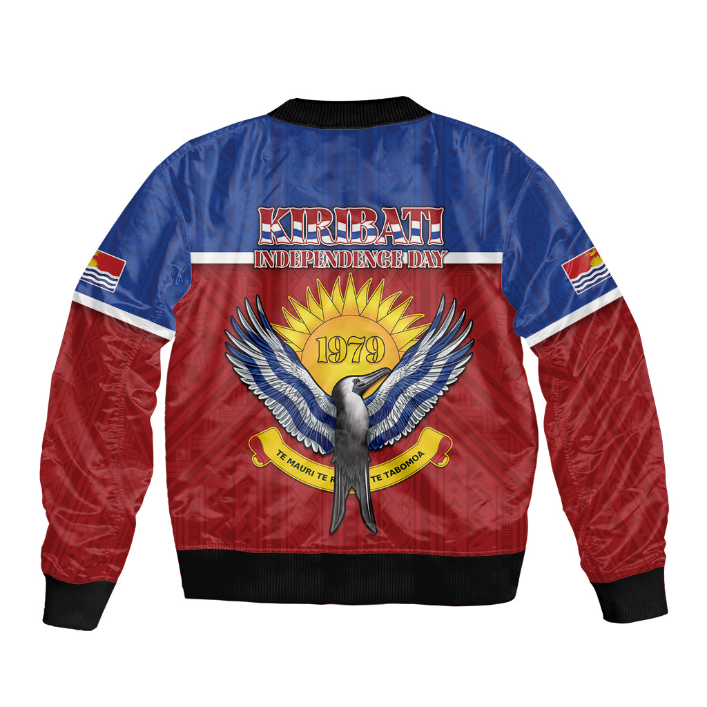 Kiribati 45th Independence Day Sleeve Zip Bomber Jacket Lesser Frigatebird Tribal Pattern
