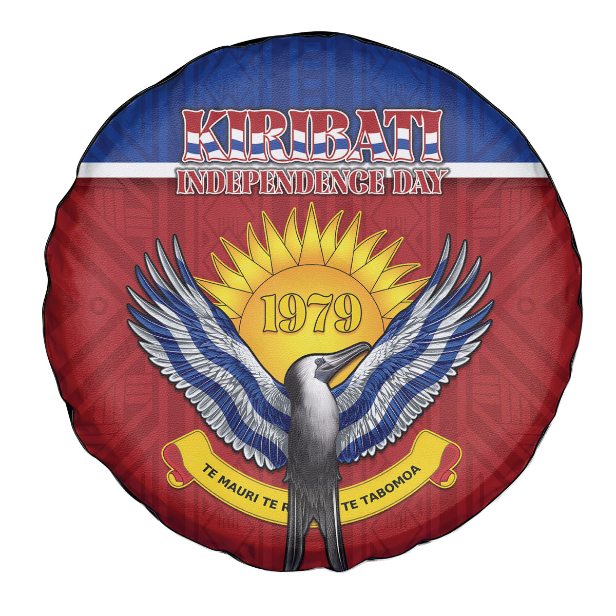 Kiribati 45th Independence Day Spare Tire Cover Lesser Frigatebird Tribal Pattern