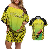 Vanuatu 45th Independence Couples Matching Off Shoulder Short Dress and Hawaiian Shirt Special Style - Polynesian Pride