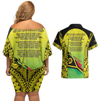 Vanuatu 45th Independence Couples Matching Off Shoulder Short Dress and Hawaiian Shirt Special Style - Polynesian Pride