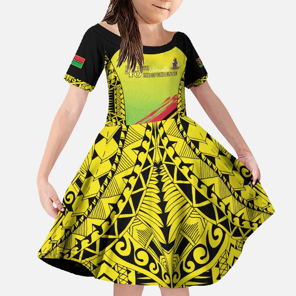 Vanuatu 45th Independence Family Matching Long Sleeve Bodycon Dress and Hawaiian Shirt Special Style - Polynesian Pride
