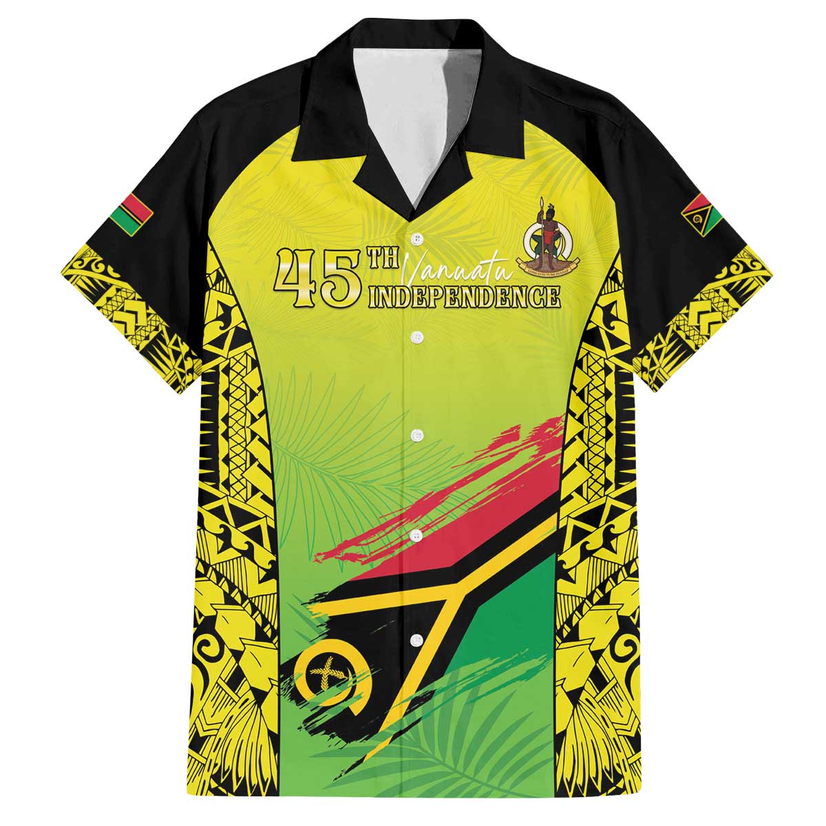 Vanuatu 45th Independence Family Matching Off The Shoulder Long Sleeve Dress and Hawaiian Shirt Special Style - Polynesian Pride