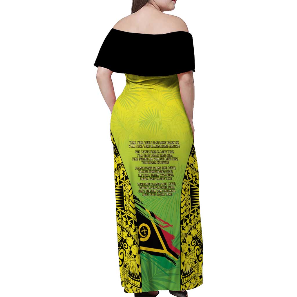 Vanuatu 45th Independence Family Matching Off Shoulder Maxi Dress and Hawaiian Shirt Special Style - Polynesian Pride