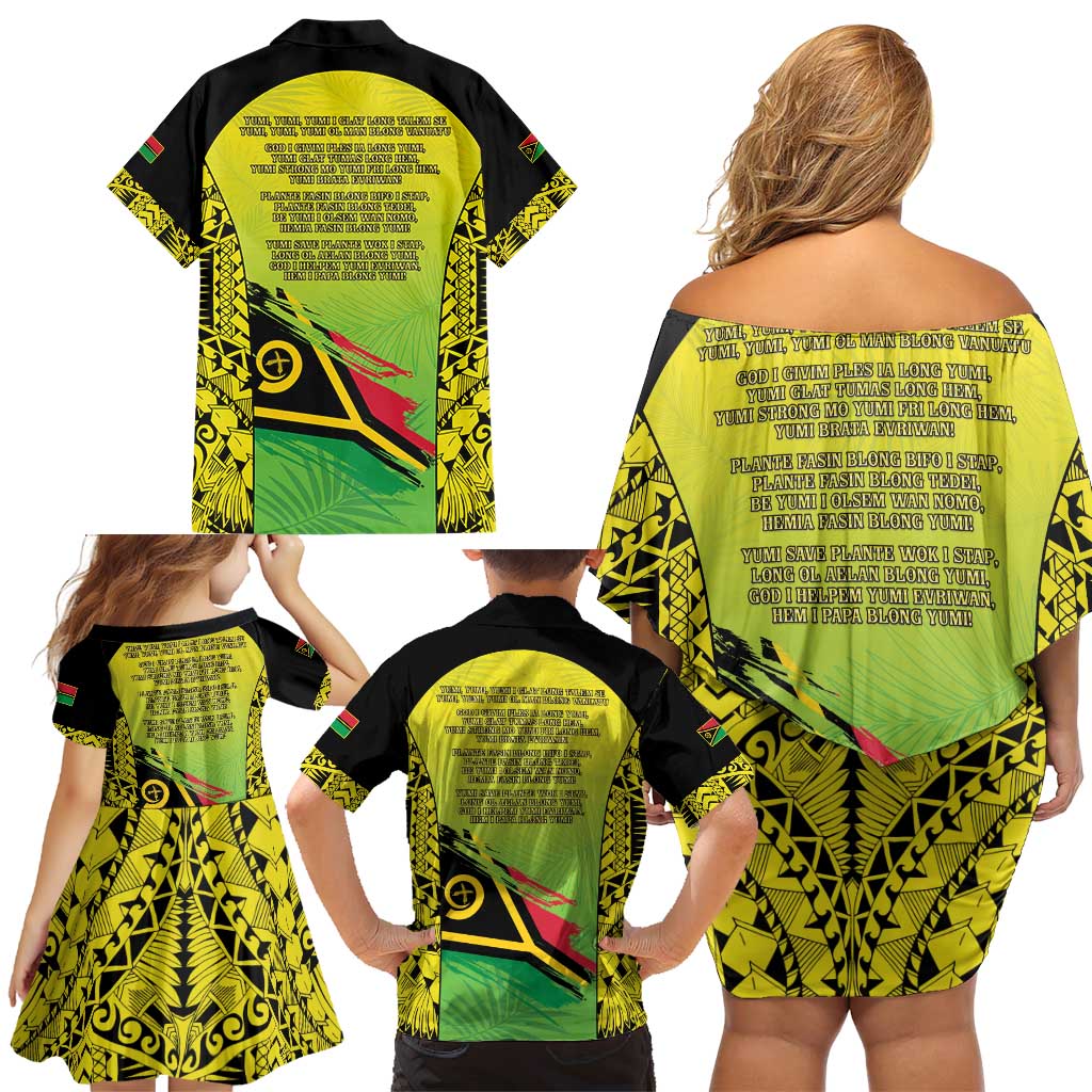 Vanuatu 45th Independence Family Matching Off Shoulder Short Dress and Hawaiian Shirt Special Style - Polynesian Pride