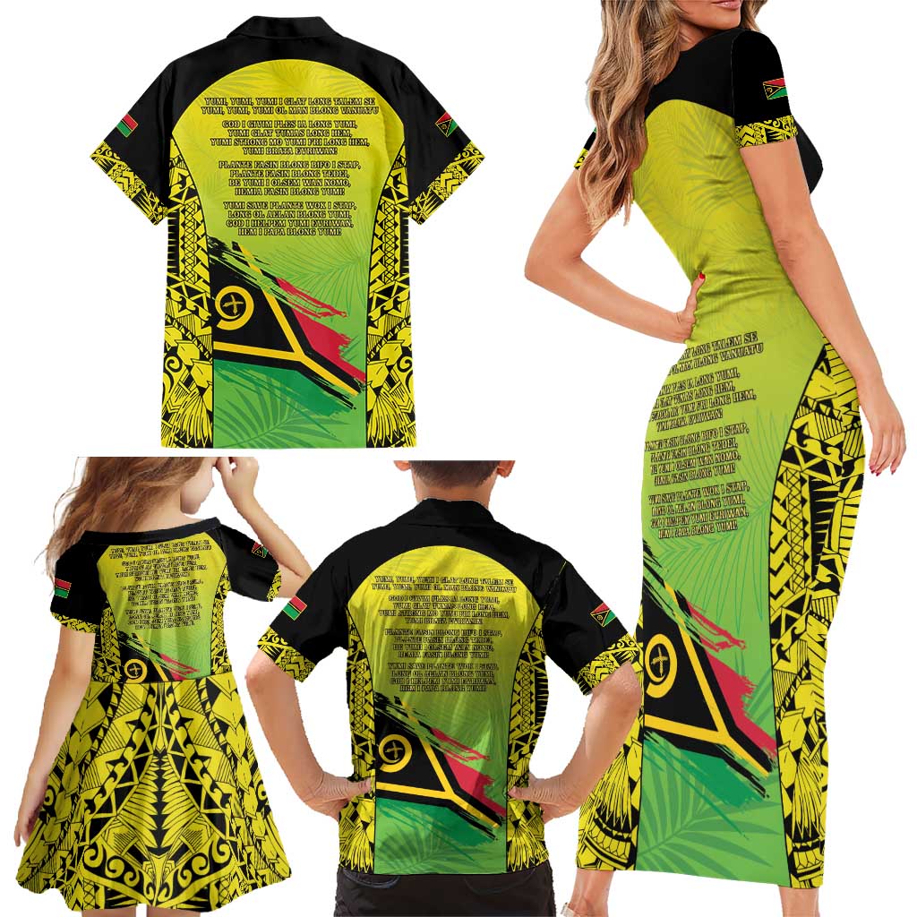 Vanuatu 45th Independence Family Matching Short Sleeve Bodycon Dress and Hawaiian Shirt Special Style - Polynesian Pride