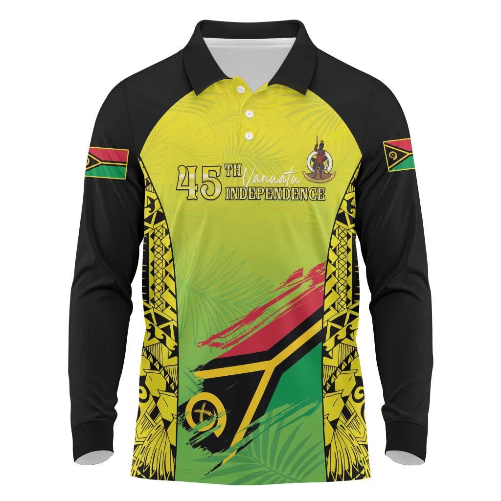 Vanuatu 45th Independence Long Sleeve Polo Shirt Special Style - Polynesian Pride