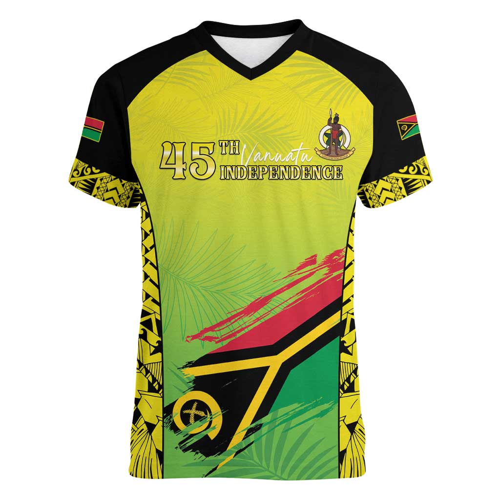 Vanuatu 45th Independence Women V-Neck T-Shirt Special Style - Polynesian Pride