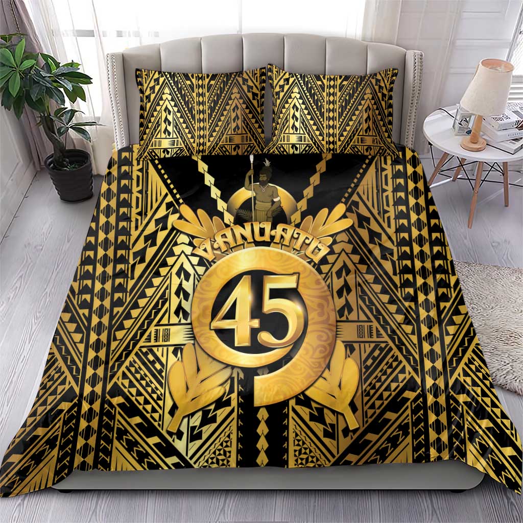Vanuatu 45th Anniversary Of Independence Bedding Set Gold Style - Polynesian Pride