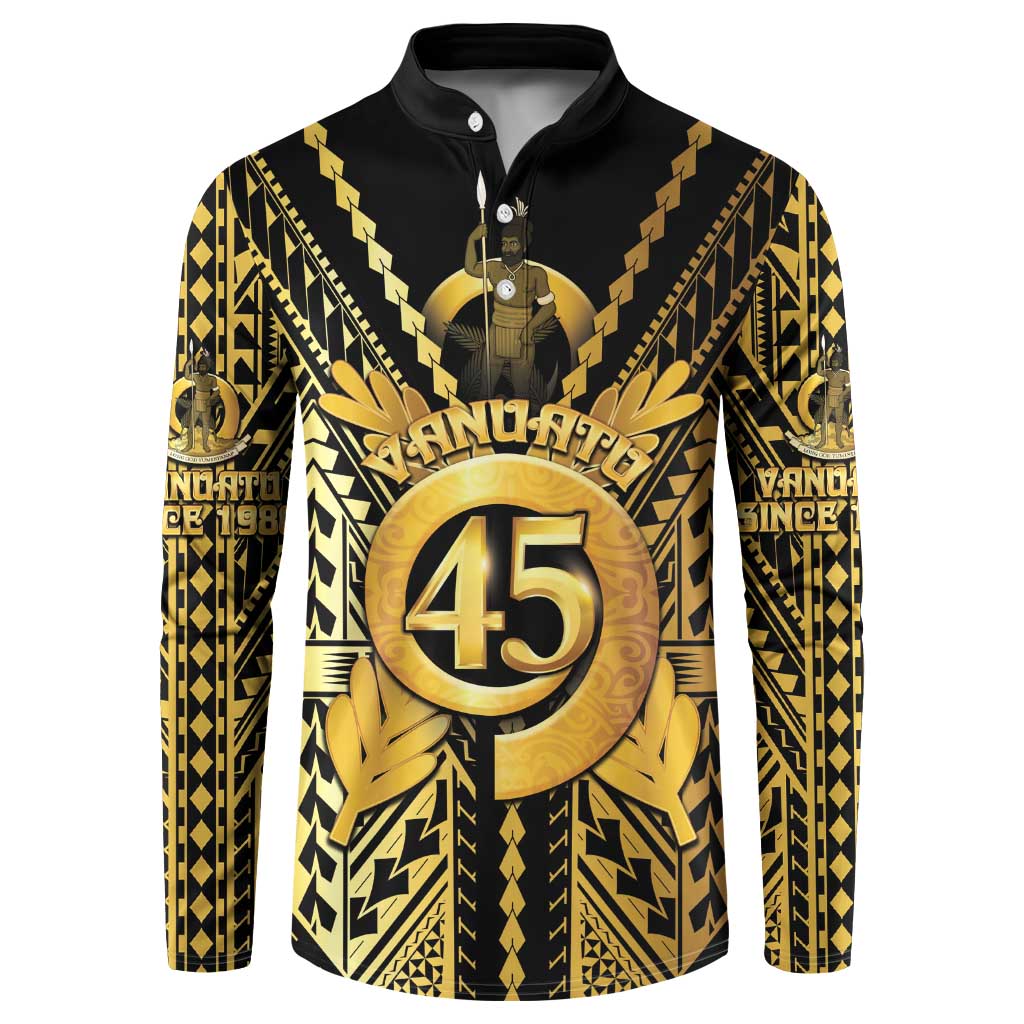 Vanuatu 45th Anniversary Of Independence Button Sweatshirt Gold Style - Polynesian Pride
