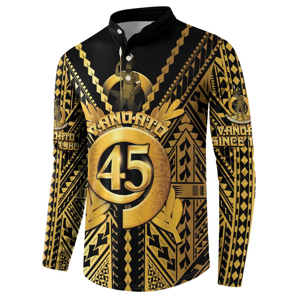 Vanuatu 45th Anniversary Of Independence Button Sweatshirt Gold Style - Polynesian Pride