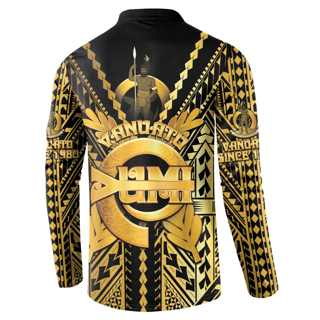 Vanuatu 45th Anniversary Of Independence Button Sweatshirt Gold Style - Polynesian Pride