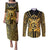 Vanuatu 45th Anniversary Of Independence Couples Matching Puletasi and Long Sleeve Button Shirt Gold Style - Polynesian Pride