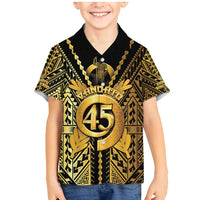 Vanuatu 45th Anniversary Of Independence Family Matching Mermaid Dress and Hawaiian Shirt Gold Style - Polynesian Pride