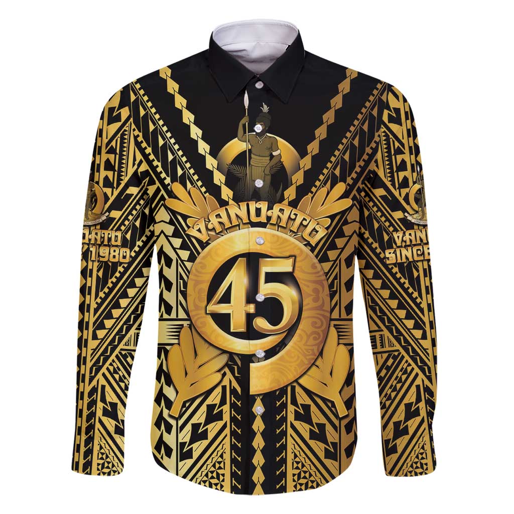 Vanuatu 45th Anniversary Of Independence Family Matching Off Shoulder Short Dress and Hawaiian Shirt Gold Style - Polynesian Pride