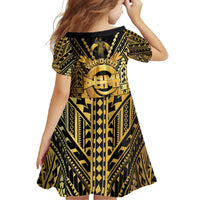 Vanuatu 45th Anniversary Of Independence Family Matching Summer Maxi Dress and Hawaiian Shirt Gold Style - Polynesian Pride