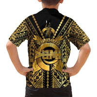 Vanuatu 45th Anniversary Of Independence Family Matching Tank Maxi Dress and Hawaiian Shirt Gold Style - Polynesian Pride
