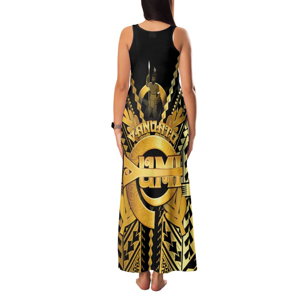 Vanuatu 45th Anniversary Of Independence Family Matching Tank Maxi Dress and Hawaiian Shirt Gold Style - Polynesian Pride