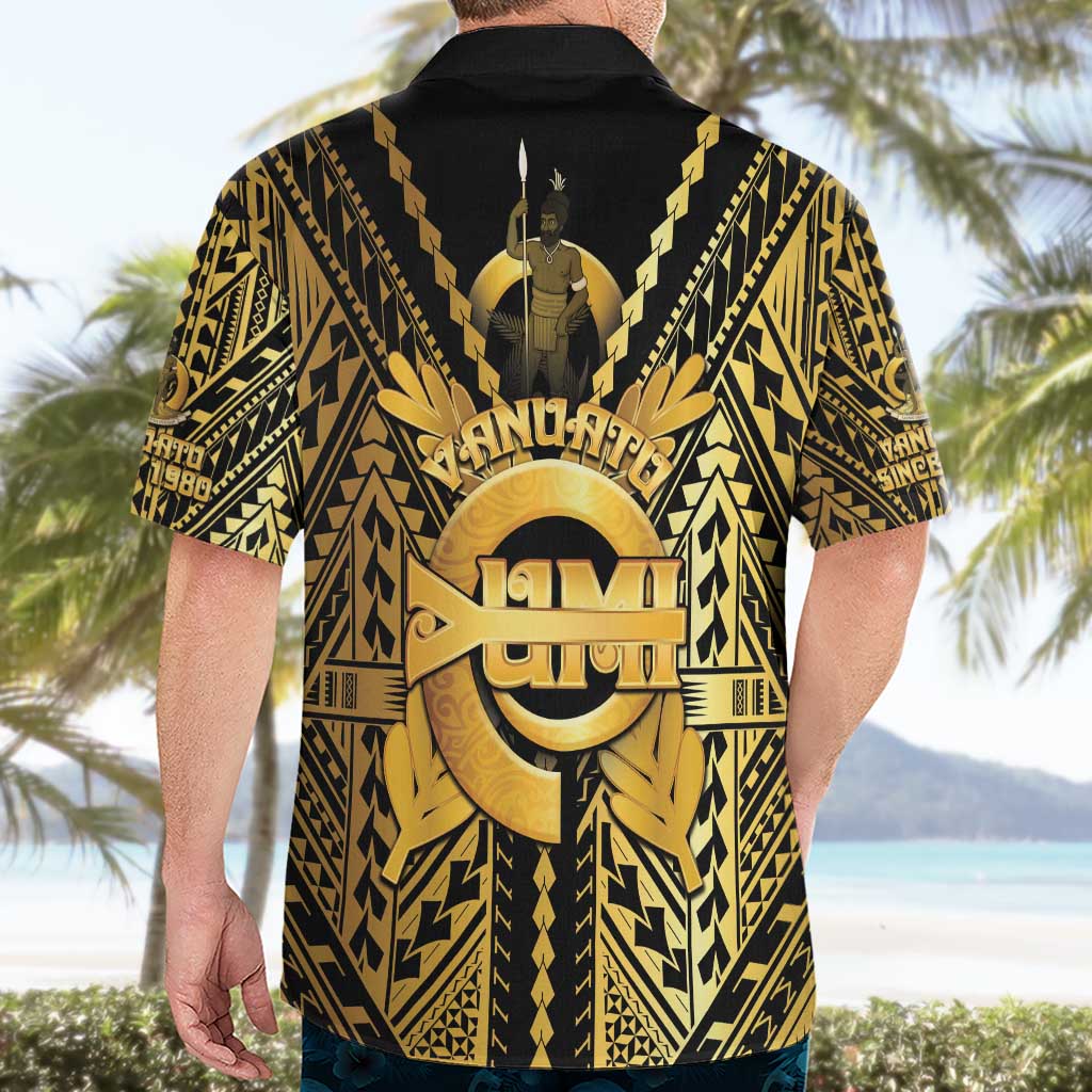 Vanuatu 45th Anniversary Of Independence Hawaiian Shirt Gold Style - Polynesian Pride