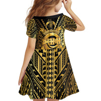 Vanuatu 45th Anniversary Of Independence Kid Short Sleeve Dress Gold Style - Polynesian Pride