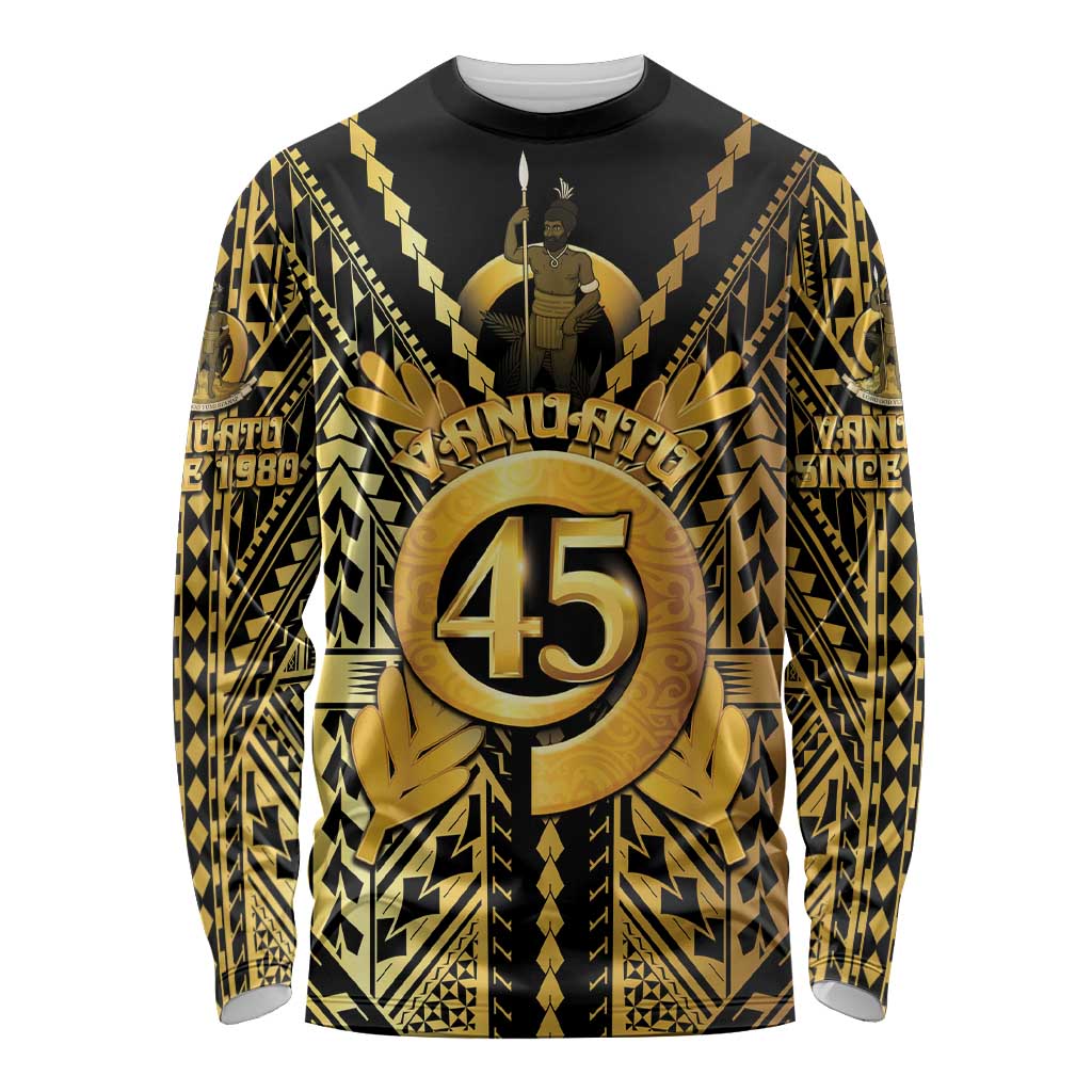 Vanuatu 45th Anniversary Of Independence Long Sleeve Shirt Gold Style - Polynesian Pride