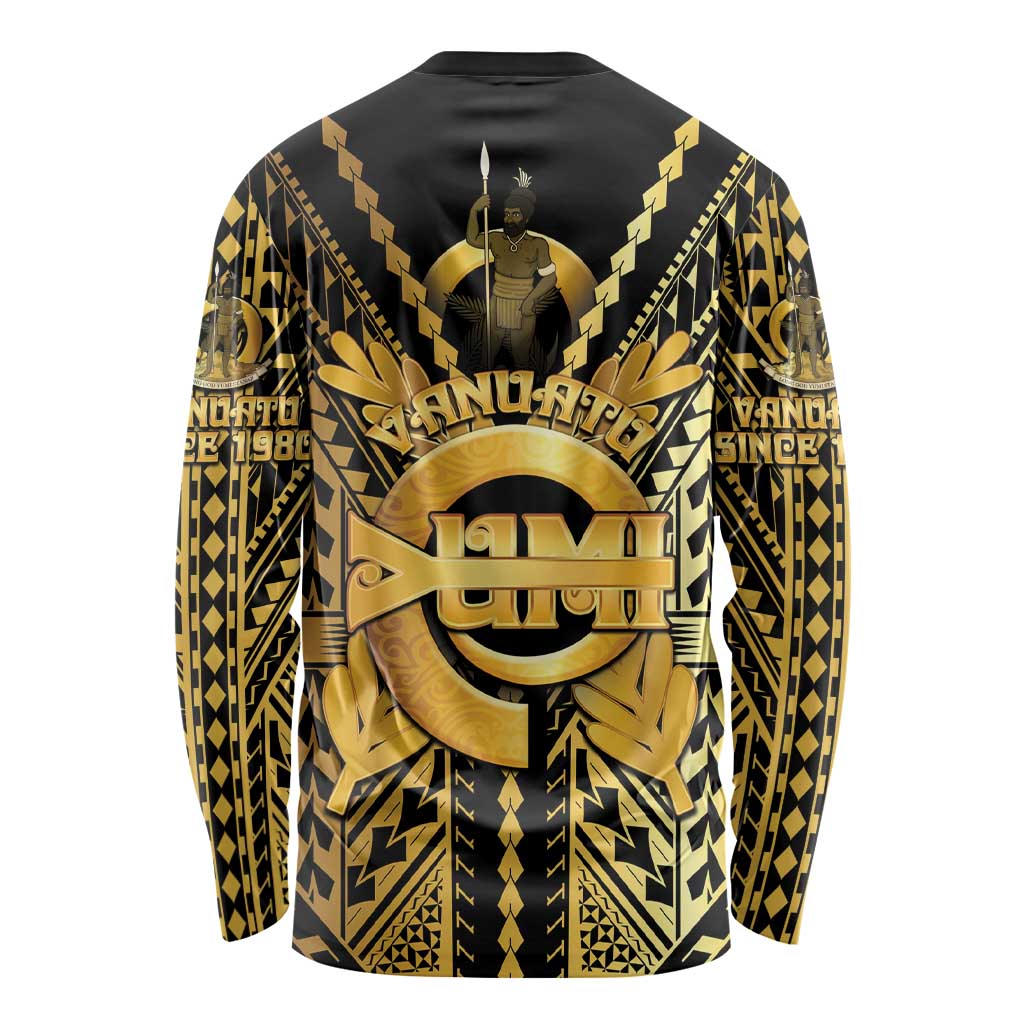 Vanuatu 45th Anniversary Of Independence Long Sleeve Shirt Gold Style - Polynesian Pride