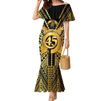Vanuatu 45th Anniversary Of Independence Mermaid Dress Gold Style - Polynesian Pride