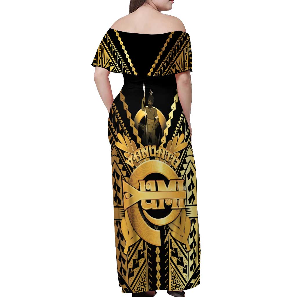 Vanuatu 45th Anniversary Of Independence Off Shoulder Maxi Dress Gold Style - Polynesian Pride