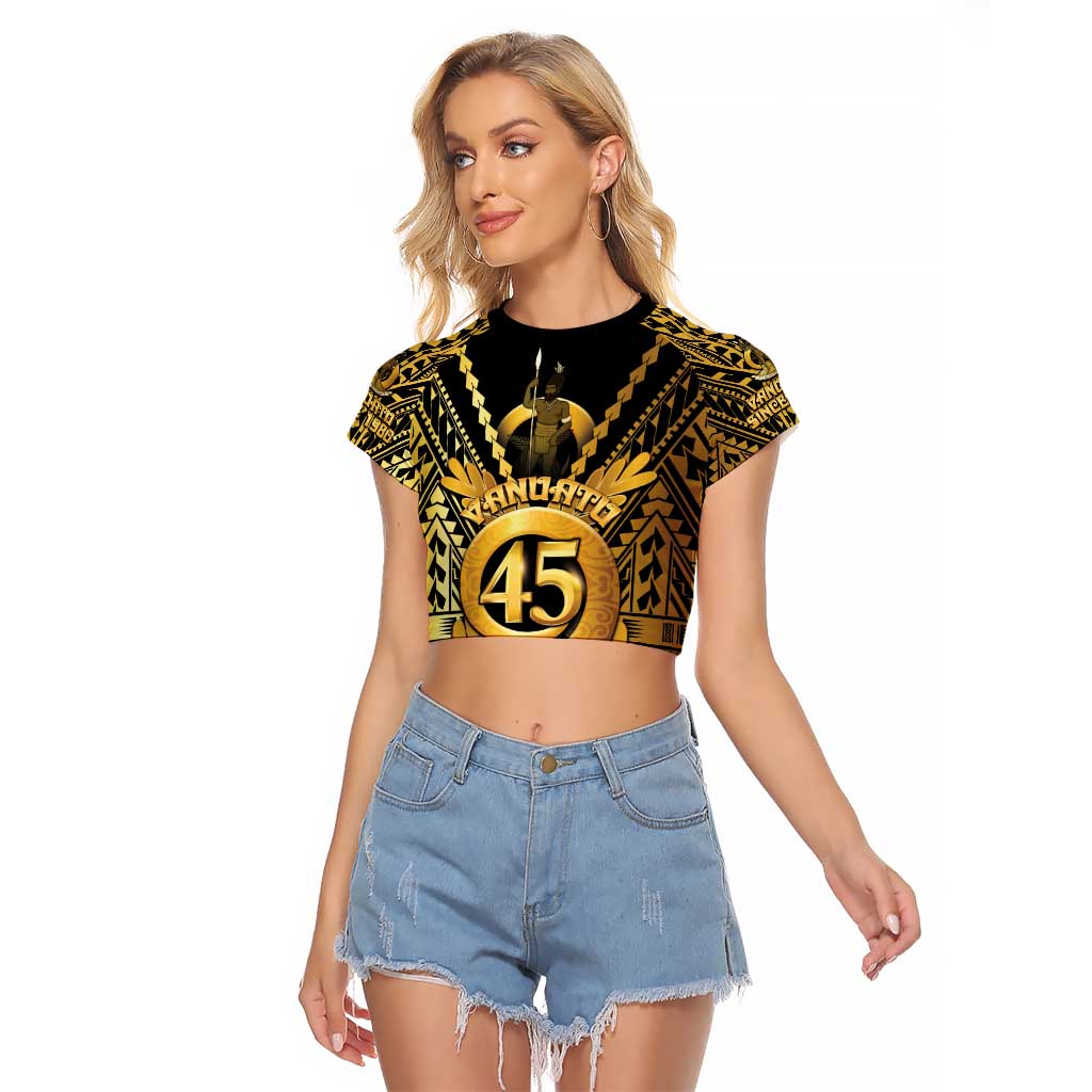 Vanuatu 45th Anniversary Of Independence Raglan Cropped T Shirt Gold Style - Polynesian Pride