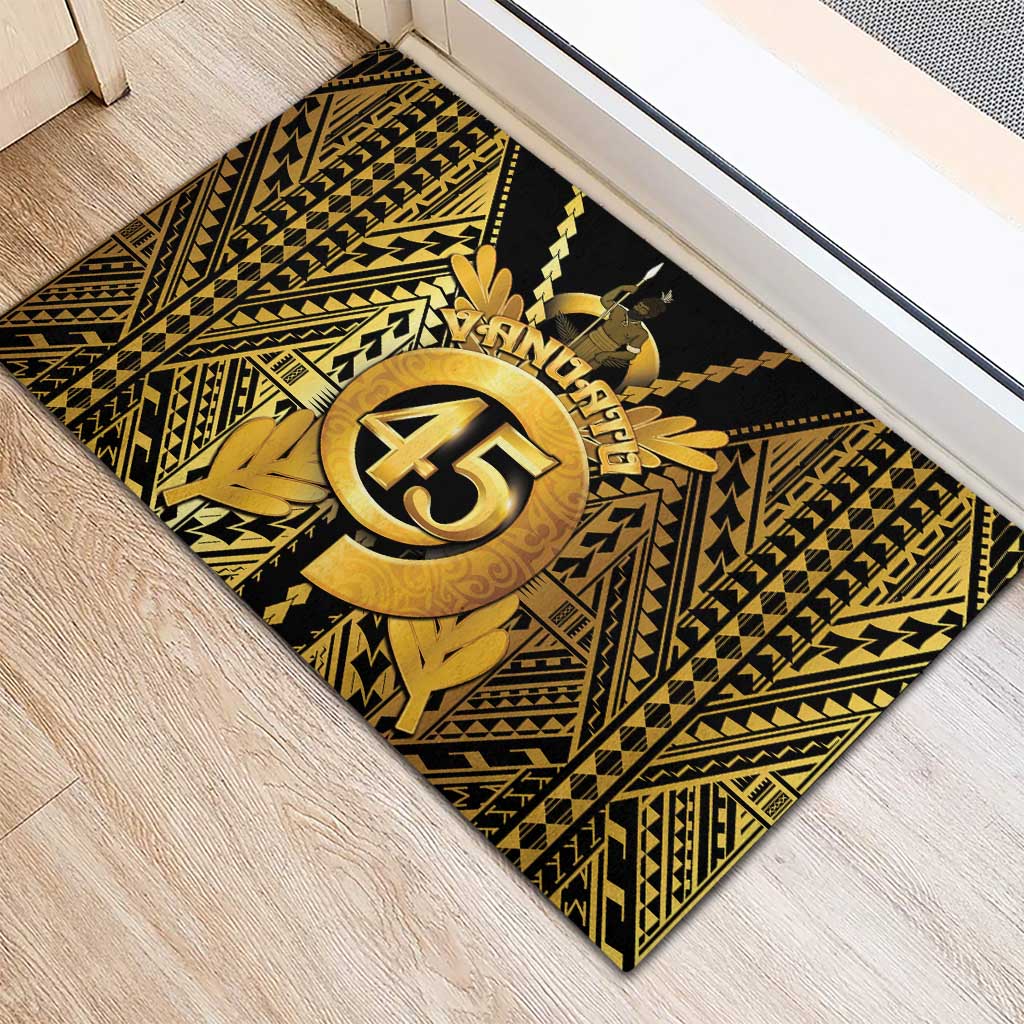 Vanuatu 45th Anniversary Of Independence Rubber Doormat Gold Style - Polynesian Pride
