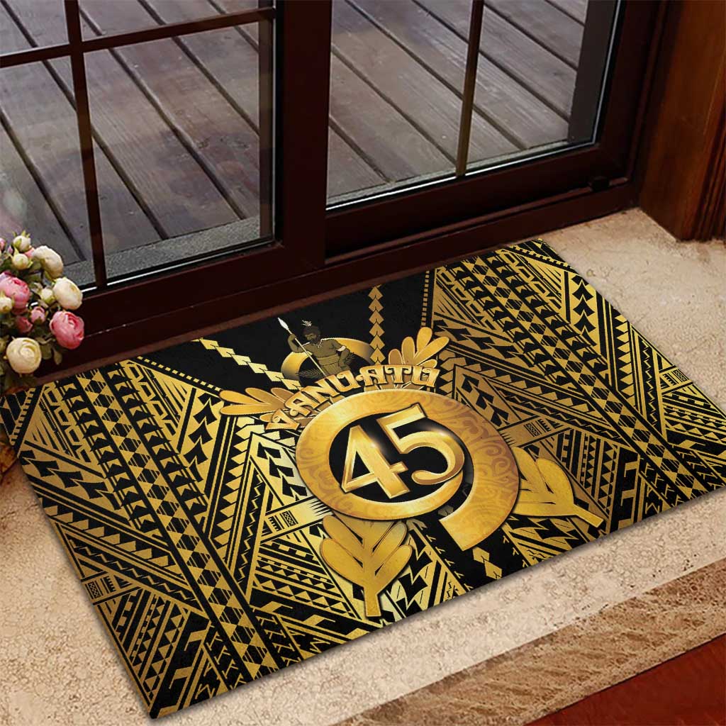 Vanuatu 45th Anniversary Of Independence Rubber Doormat Gold Style - Polynesian Pride