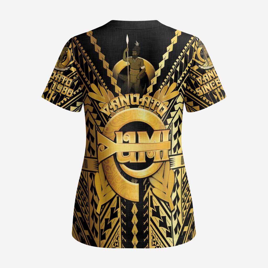 Vanuatu 45th Anniversary Of Independence Scrub Top Gold Style - Polynesian Pride